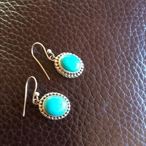 Earrings Native American handmade sterling silver turquoise vintage unworn